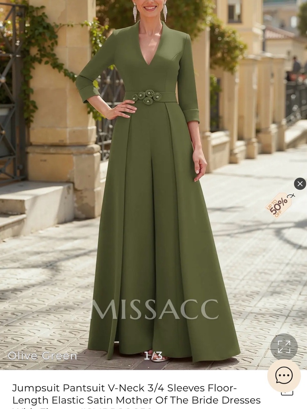 BRAND NEW Olive Green V-Neck Wide-Leg Jumpsuit Pantsuit with Decorative Waist